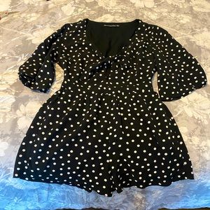 Black and white polka dot romper